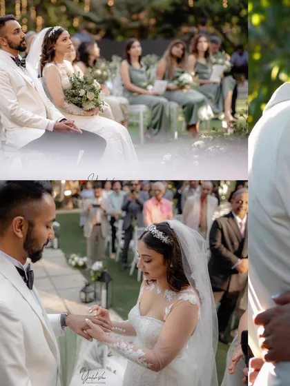 Images from beautiful Christian weddings at my venue. The stone aisle serves as a natural walkway, and the open lawn allows for classic seating arrangements, creating a picturesque chapel-in-nature feel.