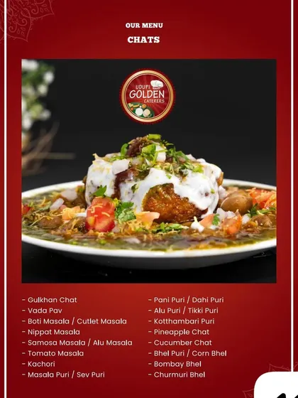 A glimpse into our extensive live chaat counter menu. We offer a wide variety of chaats, from classic Pani Puri to our unique Gulkhan Chat, all prepared with the freshest ingredients to bring the vibrant flavors of Indian street food to your event.