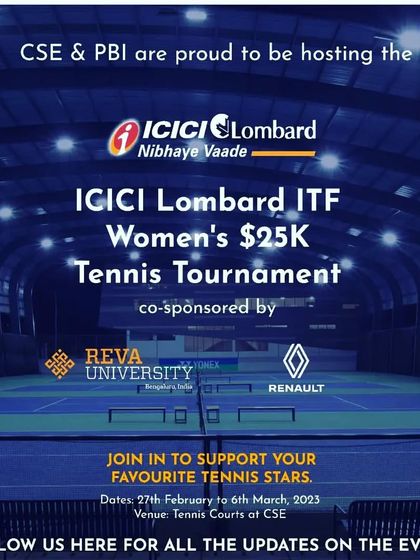 The official poster for the ICICI Lombard ITF Women's $25K Tennis Tournament, which we were proud to host at our facility.