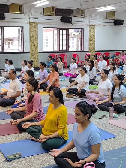 A moment of shared stillness during our International Yoga Day meditation. Bringing so many people together to breathe and be present creates a profound sense of peace and unity.