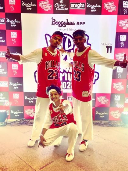 The three of us from Bangalore Hustlers at the India Hip Hop Dance Championship. We came ready to compete and represent our city.
