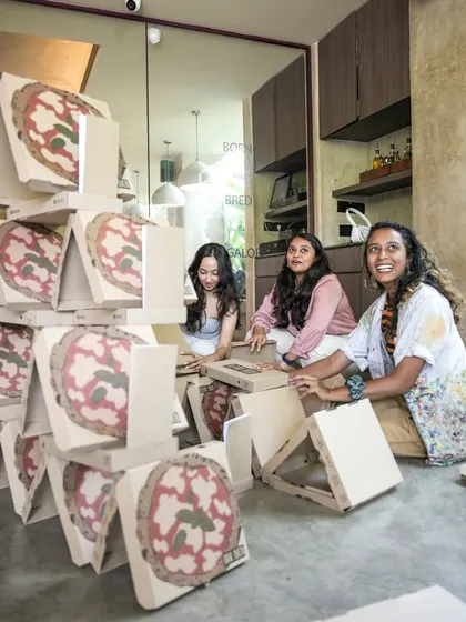 Art can be made from anything, even pizza boxes. For the Brik Oven launch in Bangalore, I curated a community art activity where guests collaborated to build this unique installation. It was a surreal experience that blended brand celebration with hands on creativity.