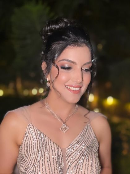 A close up on the princess look. We used soft glitter on the eyes and a dewy foundation to create a luminous, ethereal glow that looks stunning up close.