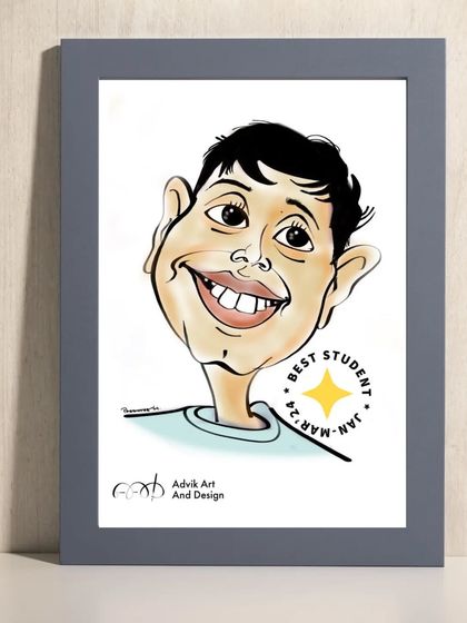 As part of our 'Best Student' award, we gift a custom caricature. This fun portrait celebrates Shaurya's achievement and dedication.