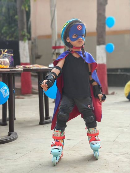 Tiny skates, big style. Our roller skating fashion show lets kids show off their costumes and creativity on wheels. Here's our little Captain America.