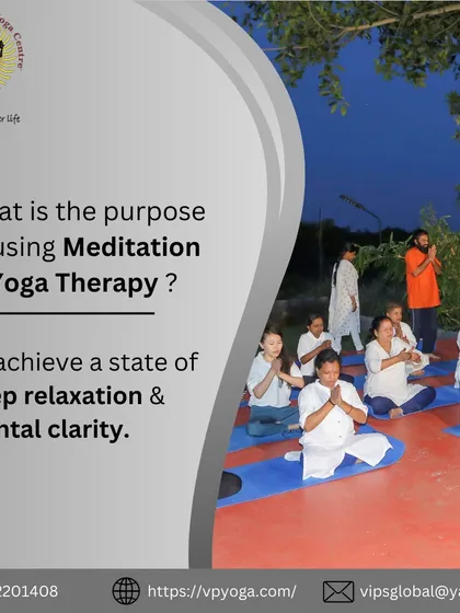 The purpose of meditation in my yoga therapy is to achieve a state of deep relaxation and mental clarity. Here, my students are connecting with themselves and nature during an evening session, finding a quiet space to calm their minds and focus inward.