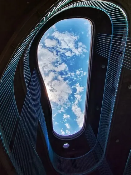 We call this view 'The Aircraft Ashadeep'. Looking up from the school's central courtyard, the sky is not just an element but a destination. It is a daily reminder for the students to connect with the cosmos and let their dreams take flight.