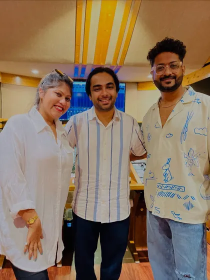 Another shot from the recording session for our Devi songs. The studio environment is always filled with positive energy when we work on such spiritual music.