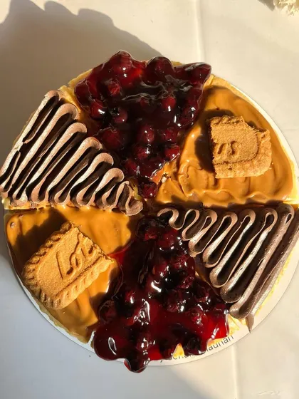 Another look at the assorted cheesecake, showing the distinct textures and toppings of each flavor slice. It's the perfect dessert when you want to try a little bit of everything.