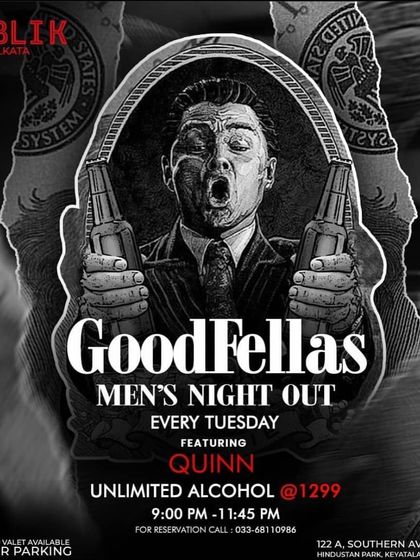 The flyer for "GoodFellas" Men's Night Out, another one of my weekly residencies at Publik.