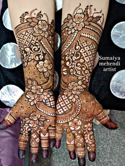 This floral Indian design is so romantic. I combined roses with traditional jaali (net) and paisley patterns for a look that is both classic and modern.