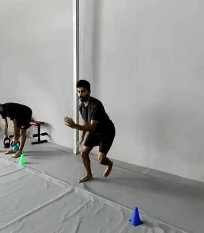 Working on speed and agility alongside strength exercises like kettlebell deadlifts.