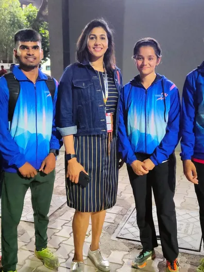 A great honor for our athletes to meet and pose with long jump icon Anju Bobby George. These moments of inspiration are a crucial part of their development.
