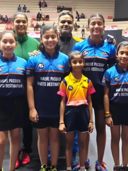 Our girls' team ready for the National Table Tennis Championship in Indore. They are prepared to give their best and make us proud.