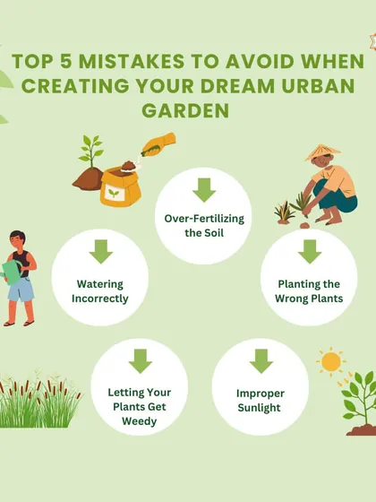 Are you making these common urban gardening mistakes? This infographic points out pitfalls like over-fertilizing, incorrect watering, and improper sunlight so you can grow like a pro.