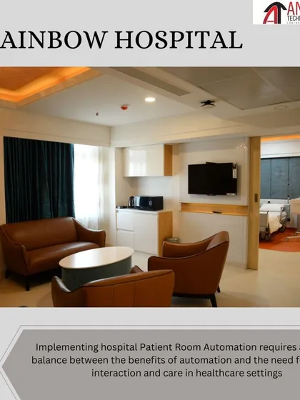 This is a patient room at Rainbow Hospital, where we implemented a room automation system. In healthcare settings, automation must balance technological benefits with the need for human care, providing comfort and control for patients.