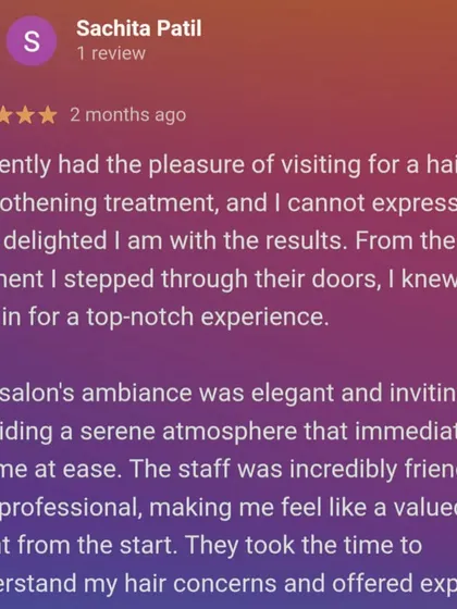 This detailed review praises the entire experience, from the elegant ambiance to the friendly, professional staff who made her feel like a valued client.