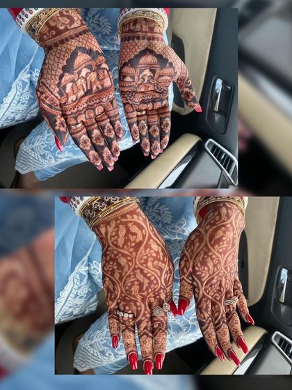 A collage showing both the front and back hand stains.