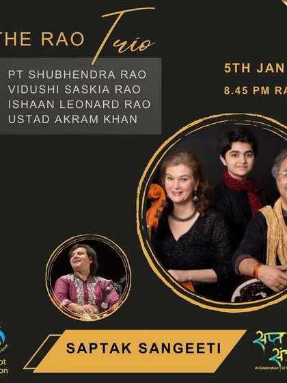 A poster for The Rao Trio's performance in Rajkot, Gujarat. We were so glad to perform as a family at the wonderful Sapta Sangeeti music festival.