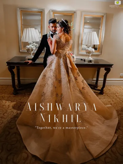 This is a portrait of modern royalty. For this couple's reception at The Leela Palace Bengaluru, we created a glamorous and sophisticated atmosphere that complemented their elegant attire, resulting in timeless photographs that feel like a masterpiece.