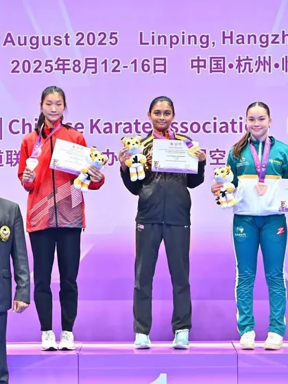 Awarding medals to the winners of the AKF Asian Youth Open Karate Championship in Hangzhou, China. Investing in youth is investing in the future of karate.