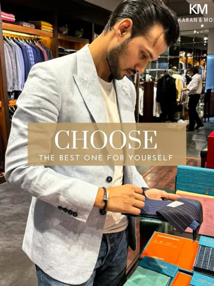The bespoke journey starts with a conversation and a choice. I guide my clients through a curated selection of the world's finest fabrics, from breathable linens to rich jacquards. This collaborative process ensures that what you wear feels as personal and exceptional as it looks.