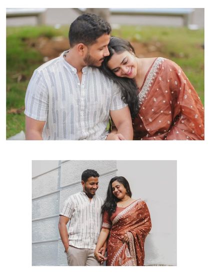 A collage of a couple sharing tender moments. Her resting her head on his shoulder is a simple, beautiful expression of their comfort and love.