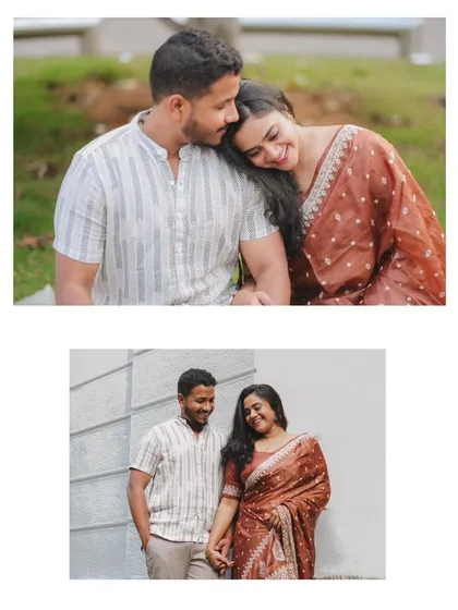 A collage of a couple sharing tender moments. Her resting her head on his shoulder is a simple, beautiful expression of their comfort and love.