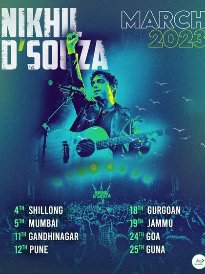 Nikhil D'Souza's packed March 2023 tour schedule, managed entirely by our team, covering top colleges like IIM Shillong and IIT Jammu.