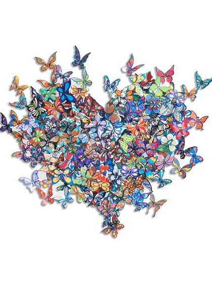 The 'My Heart is all Flutter' artwork without its frame. This view allows for a clearer appreciation of the three-dimensional layering and the individual detail of each butterfly.