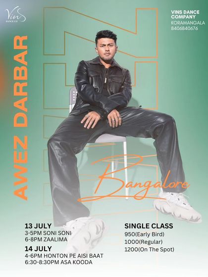 Another poster for the Awez Darbar weekend. His classes are always a sell-out, so make sure to book your spot early.