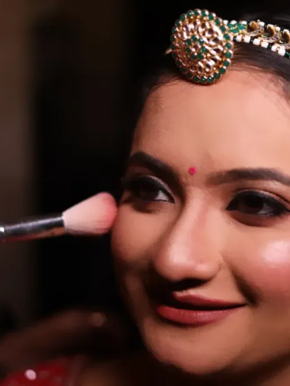 A light dusting of blush adds a healthy, natural-looking flush to the cheeks. This is a key step for creating a fresh and youthful bridal glow.