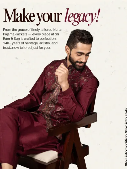 Make your legacy. This maroon kurta pajama with an embroidered jacket is crafted with over 140 years of artistry and trust. It’s not just an outfit; it’s a piece of our shared heritage, tailored for you.