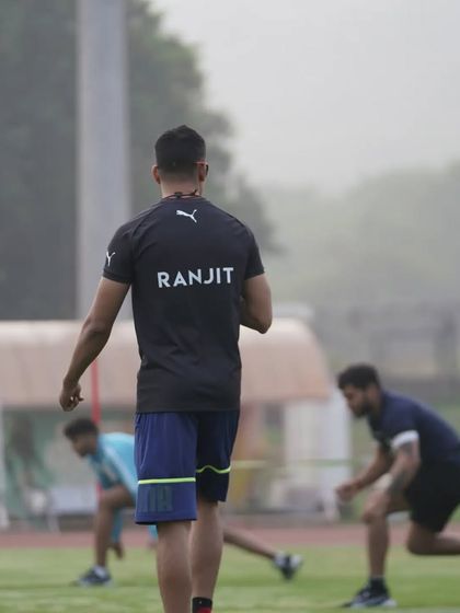 My view from the field during a foggy morning training session. The work never stops.
