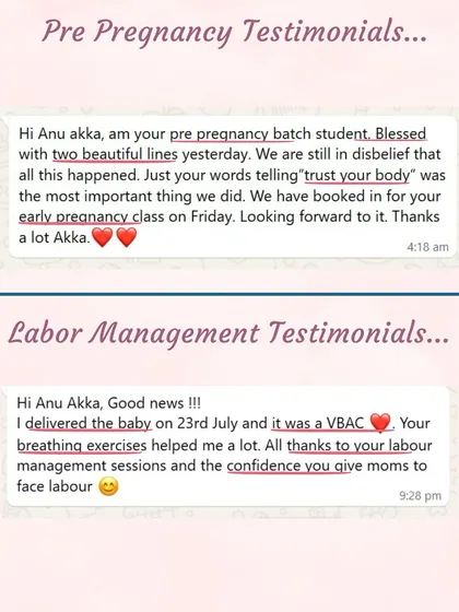"Just your words telling 'trust your body' was the most important thing we did." More wonderful feedback from our pre-pregnancy and labor management students.