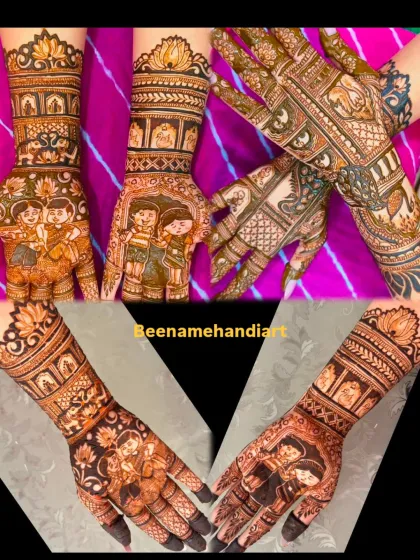 A collage of different Raksha Bandhan themed mehandi designs I have done. You can see the variety of portraits and styles available.