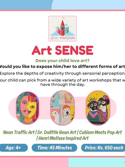The "ArtSENSE" workshops expose children to different forms of art through sensorial perception. They can choose from a variety of projects, like pop art or cubism-inspired pieces.
