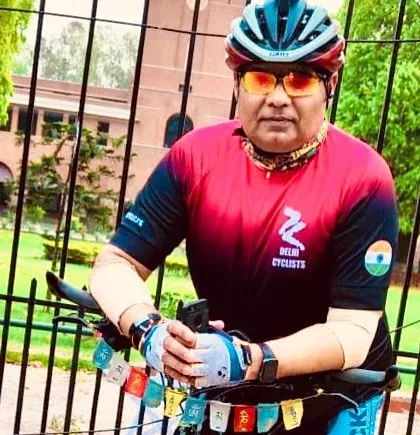A member posing with his bike near North Block. Our rides often cover the most important areas of the capital.
