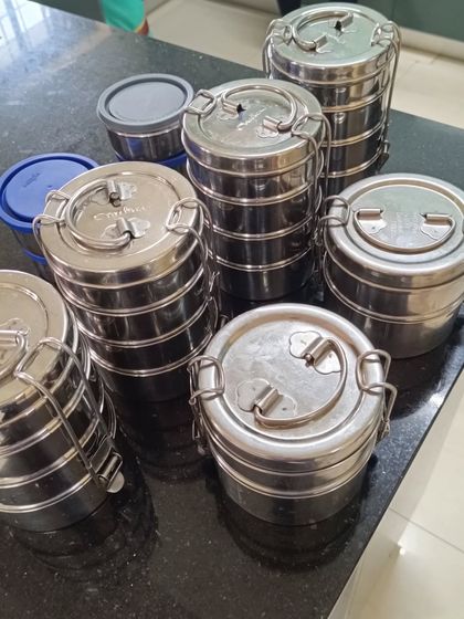 Tiffins rolling out like clockwork. This is a behind-the-scenes look at the tiffins getting ready for dispatch, one delicious meal at a time.