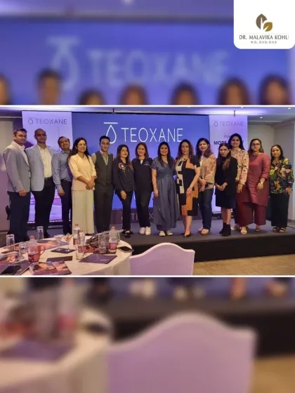 The group of dermatologists who participated in the Teoxane pre-launch workshop. Collaborative learning environments like this are incredibly valuable for professional growth.