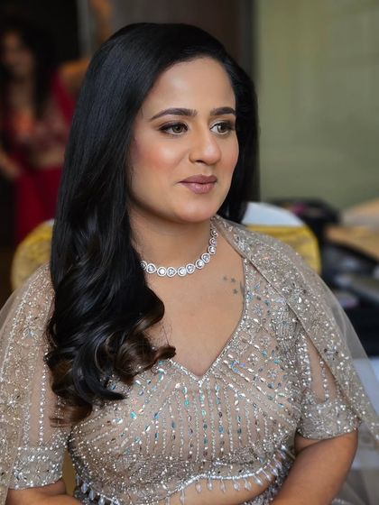 Another angle of this beautiful, minimal engagement look. The focus is on healthy, glowing skin.