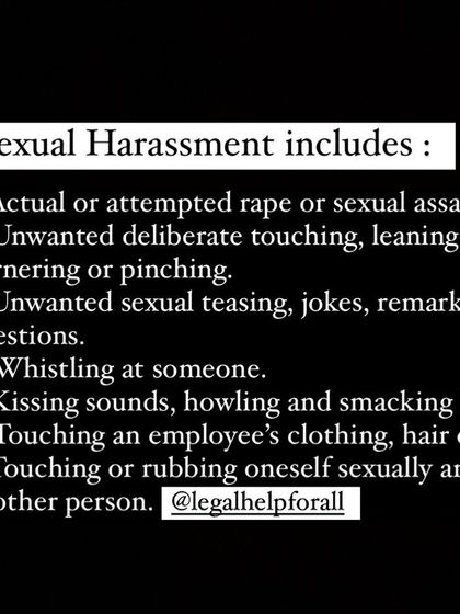 A list of actions that are included under the definition of sexual harassment. It is important to understand what constitutes this offense.