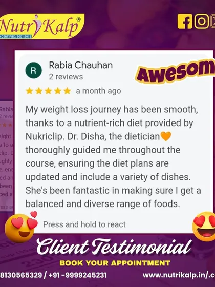 Rabia Chauhan describes her weight loss journey as smooth, thanks to a nutrient-rich diet with a variety of dishes. She appreciates our dietitian for ensuring her plan was balanced and diverse.