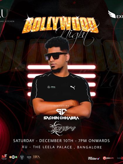 My poster for the Bollywood Night at XU, The Leela Palace, where I performed alongside actor and DJ Sachin Chhabra.