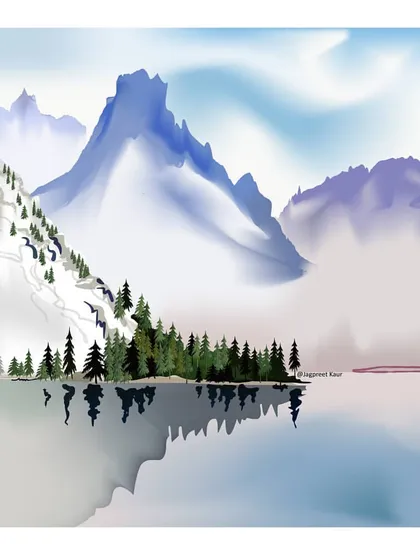 This digital landscape captures the feeling of wanting to escape to the mountains. I used soft, blended colors and reflections to create a sense of peace and distance from the everyday. It’s a reminder to find your quiet place.