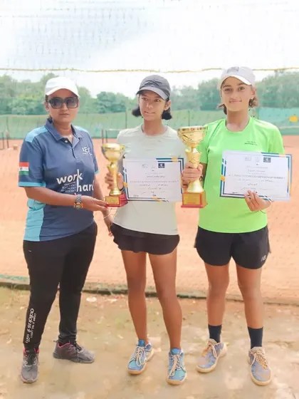 Images showcasing Mehr Muralidass, a young prodigy consistently reaching finals in U16 and U14 All India tournaments, demonstrating her potential from a very young age.