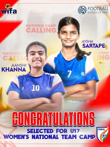From our training grounds to the national stage. We are incredibly proud of our players, Aanshi Khanna and Aysha Sartape, on their selection for the U17 Women’s National Team Camp. This is a testament to our commitment to creating a clear pathway to professional football.