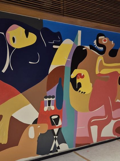 Another view of the mural in progress.