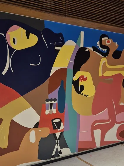 Another view of the mural in progress.