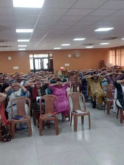 Group participation in some simple de-stressing exercises during the workshop.